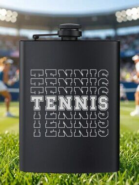 Personalized Sports Tennis Multi Word Style Black Flask | Tennis | Sports | Gift